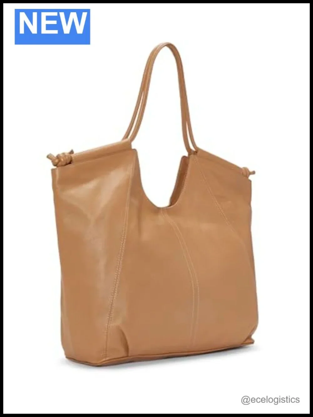 100% Leather Tote Handbag with Magnetic Closure Shoulder Strap